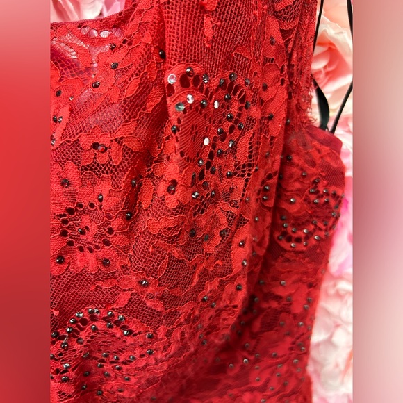 Alyce Paris 3792 Size 10 wine lace cap sleeve Short dress with beads - Picture 2 of 3